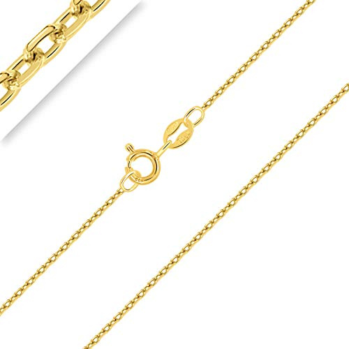 PLANETYS - Chaîne Enfant Bébé Maille Forçat Diamantée Argent 925/1000 Plaqué Or Jaune 18 Carats Largeur 1 mm 34 cm