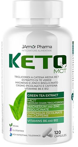 Keto 120 Capsule | Brucia Grassi Potenti Veloci, Drenante Forte Dimagrante Con Te Verde, Integratori Per Dimagrire | J.Armor Pharma (120 capsule)