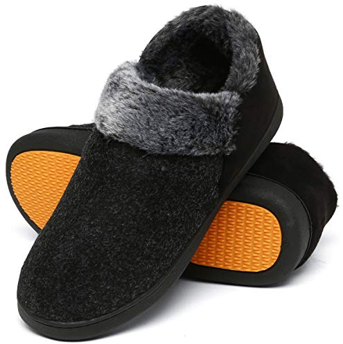 Mishansha Hausschuhe Herren Winter Pantoffeln Gr.39-48 | Memory Foam,Warme Gefütterte Puschen,Rutschfeste,Geschlossen,Winter Slippers,Indoor Outdoor