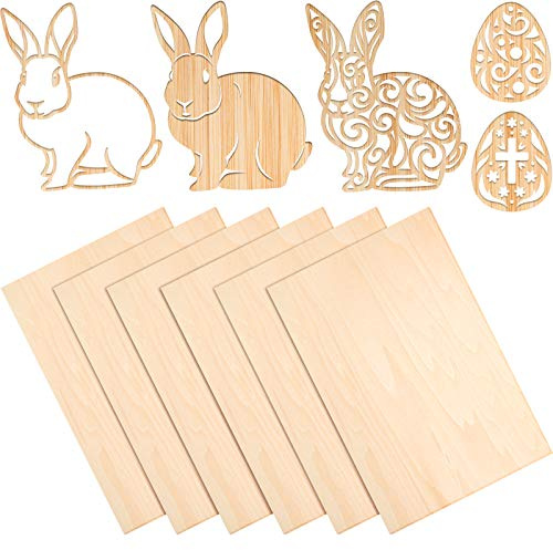 Blulu 6 Stück Bastelholzplattenlindenholz Sperrholz Platte Zum Basteln Holz Für Brandmalerei Für DIY Handwerk Schlüsselanhänger Ornamente, Malerei, Schreiben(200 x 100 x 1, 5 mm)