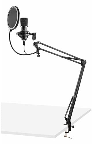 VONYX CMS300B - Microphone Streaming avec Bras Articulé - Noir, Micro Professionnel avec Filtre Anti-Pop, Idéal pour Gaming, Streaming ou pour Réaliser du Contenu Youtube et Twitch
