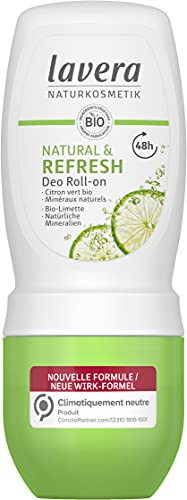 Lavera Deo Roll-on Natural & Refresh - 0% sels d' aluminium - vegan - Protection déodorante fiable 48h - cosmétiques naturels certifiés - citron vert bio et de minéraux naturels - 50 ml
