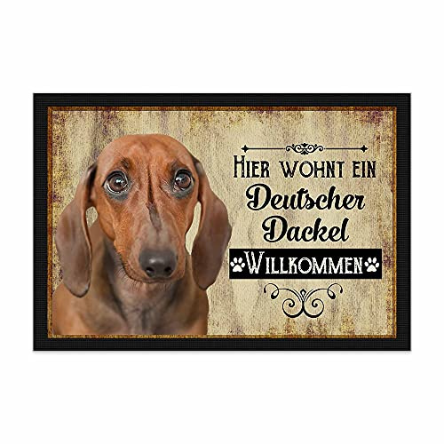 Print Royal Fußmatte Haustiere mit Hundebild Deutscher Dackel - Geschenkidee für Hundefreunde und Hundebesitzer - Größe 60 x 40 cm