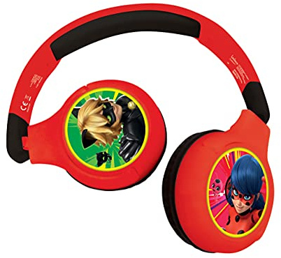 Lexibook, Miraculous, Bluetooth-Kopfhörer, HPBT010MI | 2-in-1 Bluetooth & kabelgebunden, Lautstärkebegrenzung, faltbar, verstellbar
