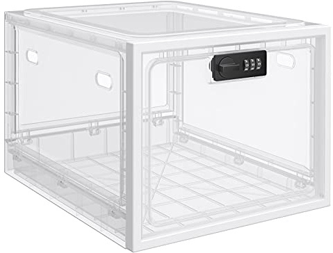 Boîte avec Cadenas Rangement, Cage de Sécurité pour Réfrigérateur Food Safe, Boite Pharmacie, Armoire avec Serrure Pour la Famille, le Bureau, L'école, Plastique, Transparent