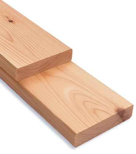 Gartenwelt Riegelsberger Lames de terrasse massives en mélèze européen - 45 x 142 mm - Longueur : 140 cm - En bois de construction lisse sur les 4 côtés