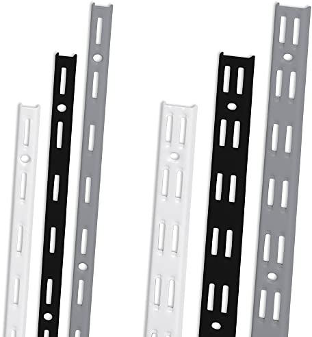ib style® 2 Stück Wandschienen | Regalschiene Raster 50mm | 1-reihig | weiß | 150cm