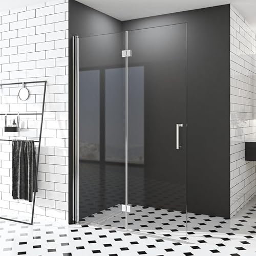 Walk in Duschwand, 75x195 cm Falttür Dusche Duschtrennwand 6mm ESG-Sicherheitsglas Nano Beschichtung