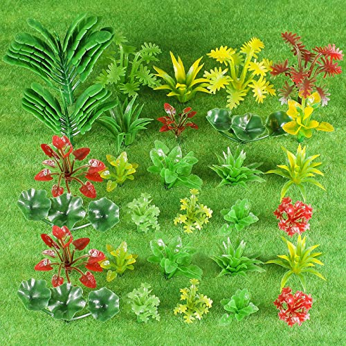 120 Stück gemischte Farben Modellpflanzen Tropische Miniaturpflanzen Regenwald Diorama Supplies Mini Fake Baum Kunststoff Dschungel Bäume für Diorama Zug Garten Landschaft Eisenbahn Sand Architektur | Dschungelpflanzen in verschiedenen Farben, künstliche Miniatur für Zug, Garten, Eisenbahn, Landschaft, Architektur