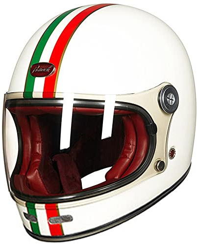 ZLYJ Motorrad Vintage Integralhelm Motorrad Scooter Retro Classic Crash Racing Touring ECE-geprüfter Helm A,Medium