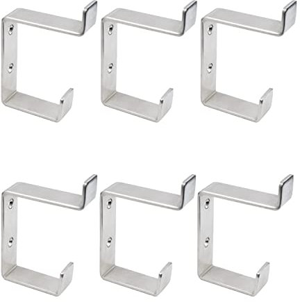 Piffny 6 Stück robuste Stahlhaken für Mantel und Hut, abgewinkelt, Doppelwandhaken für drinnen und draußen, 6 Stück (gebürstetes Nickel)