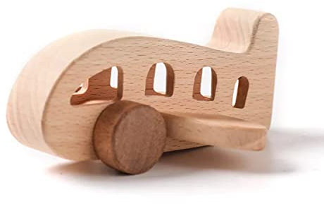 Flugzeug Holzspielzeug aus Natur Holz für Jungen & Mädchen ab 1 Jahr - Babyspielzeug und Kinderspielzeug (Handmade) - Spielzeug Baby, Kinder BPA-frei, nachhaltig 11 x 5cm
