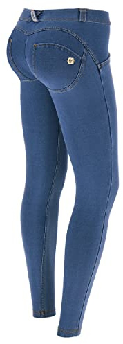 FREDDY - Jeggings Push Up WR.up® Superskinny låg midja, Klara jeans-gula sömmar, XL