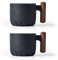BlogBlog Tasses à expresso Demitessa en céramique avec poignée en bois - Tasses à thé en céramique pour café ou thé - 85 ml (noir, 2)