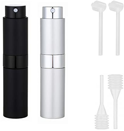REQAG Spruzzino Profumo,Spruzzino Profumo Ricaricabile, Vaporizzatore da Viaggio, Con sottogruppo, Vaporizzatore da Viaggio, Atomizzatore Nebulizzatore Profumo (Argento/Nero)