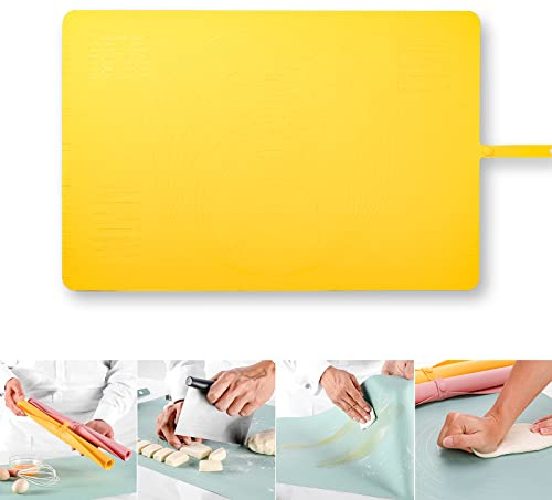 Extra Large Kitchen Silicone Pad, 23.6''x15.7'' Macaron Silicone Baking Mat, Thick Heat Resistant Mat Kneading Mat, Non Slip Non Stick Silicone Pastry Mats for Rolling Out Dough
