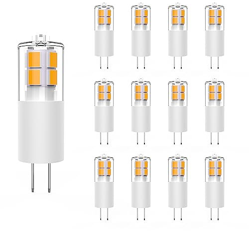 GOHDLAMP G4 LED Warmweiß 2700K, T3 12V 3W G4 LED 2-polig Leuchtmittel 12er, 30W Halogen-Äquivalent 380lm 360° Abstrahlwinkel nicht dimmbar, für Landschafts-Einbau- und Schienenbeleuchtung