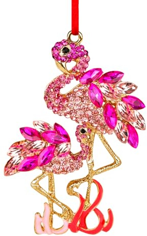 D24TIME Flamingo Christmas Ornament - Pink Metal Flamingo Pendants Tree Decorations Hanging Ornaments Keepsake Gifts for Women Flamingos Lovers Sisters Girls Holiday Decor Xmas Party