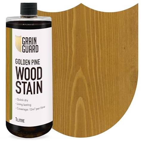 GRAIN GUARD Fläckvattenbaserad i trä | Gyllene tall | 1 L | Interiör möbelfläck | Ljusa och mörka fläckar | miljövänligt och giftfritt träfärg | Enkel applikation | Snabbtorkande och låg lukt