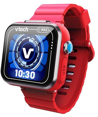 VTech - Kidizoom Smartwatch MAX Rojo, Reloj Inteligente para niños, Doble cámara de Fotos, vídeos, Juegos, Pantalla táctil Horizontal, Versión ESP