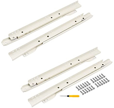 IkErna Schubladen -Schienenschienen 2 Paare - Küchenschrank Möbel Schubladen Läufer Schienen - Ersetzen Sie Schubladenschienenhardware/White/10Inch