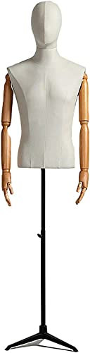 LIUSP Männliche Schaufensterpuppe, Torso-Dummy mit Eisenstativ und Holzarmen, männliche Schaufensterpuppe, Kleiderform, passender Pullover-Ausstellungsständer