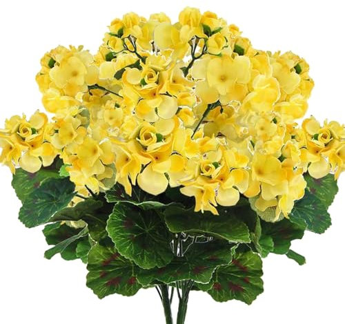 Tanant 4 Stück Künstlicher Geranienstrauß, Künstliche Geranien-Seidenblumen-Simulation, 5-zackige Begonien-Blumenpflanze, Geranien für Hochzeit, Zuhause, Wohnzimmer-Dekoration (B: 35 cm)