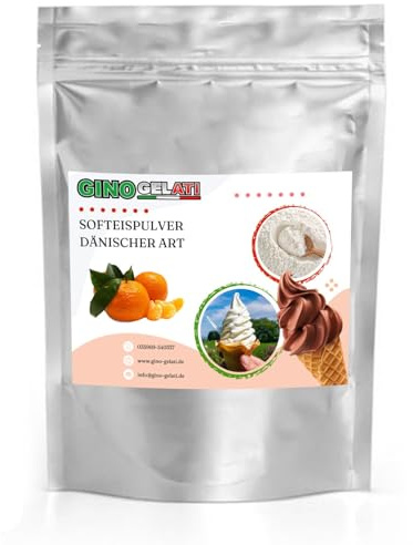 Gino Gelati Dänisches Softeis Pulver, fruchtiger Geschmack, verschiedene Geschmacksvarianten, schnell und einfach Zubereitet, Made in Germany, Eis selber machen (10 Kg, Mandarine)