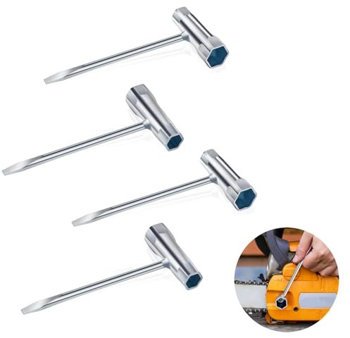 Diyxisk Zündkerzenschlüssel, 4 Stücke Motosägenschlüssel, Multifunktional Kombischlüssel, 13 X 19mm Motorsäge Schlüssel, Geeignet für Elektrokettensägen, Rasenmäher, Benzinsägen