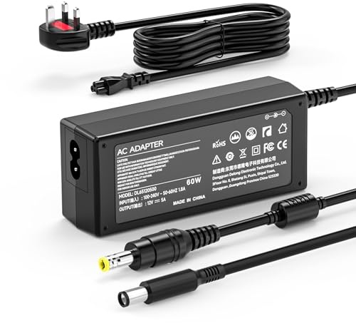 12V 5A 60W Power Supply, AC to DC Adapter for LED Strip CCTV UK Plug | 12V 5A 60W UK Adapter, Fits Synology NAS DiskStation DS220j DS218j, LED Strip, CCTV Camera DVR, 5.5x2.1mm 2.5mm, 1.8M Cable