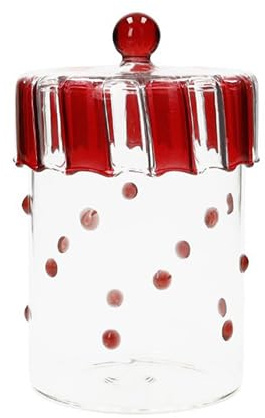 BRANDANI Oggetti Natale Barattolo pois rosso grande in vetro Ø 9 x h 15,5 cm