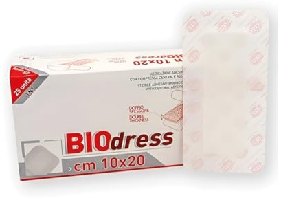 Apósito estéril adhesivo (25 unidades) post-cirugía de TNT 10 x 20 cm, comprimido central absorbente, sin látex, profesional