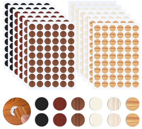 Lot de 648 cache-vis autocollants bois - 6 couleurs