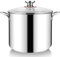 HaWare Stock Pot, 12L Large Stainless Steel Stockpot with Clear Lid, 26cm Tri-Ply Bottom Cooking Pot for Pasta/Meat/Soup, Suit for Induction/Electric/Gas/Ceramic, Healthy & Easy Clean
