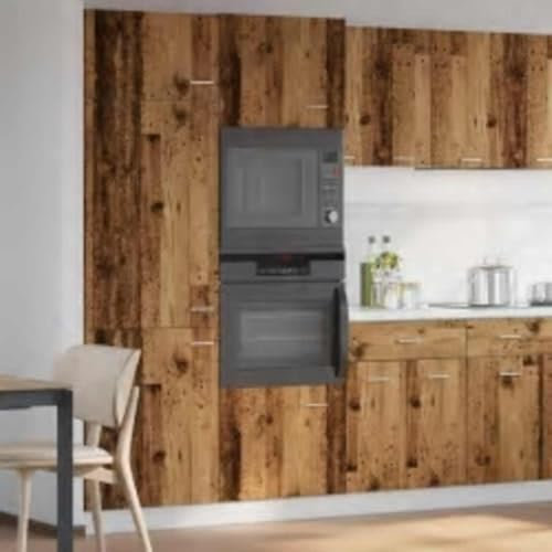 NQJIBUE Mikrowellenschrank, Altes Holz, 60 x 57 x 207 cm, Holzwerkstoff, Schränke & Aufbewahrung, Küchenschränke