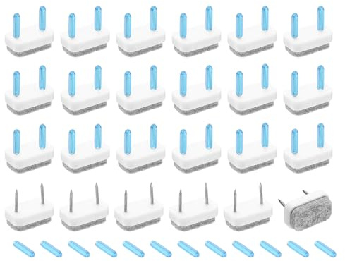 QUARKZMAN 24Pezzi Pattini in Feltro con Chiodi, Pattini Rettangolari Scorrevoli per Mobili Proteggi Pavimento per Gambe di Mobili in Legno Tavolo Divano Sedia (18mm, Bianco)
