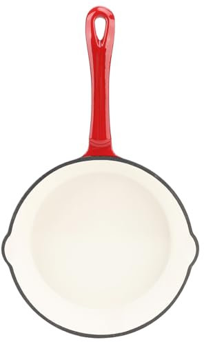 RASTKY Padella di Frittura in Ghisa Smaltata Premium - Padella Antiaderente per Versatile, per Cucine Domestiche e Campeggio all'aperto, Conservazione del Calore, con Copertura Maniglia in Gomma