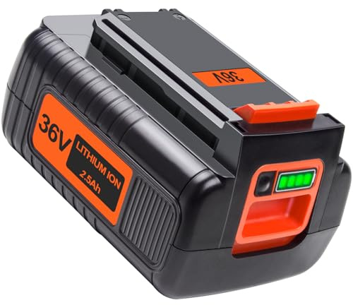 BOTKK 36V 2,5Ah Li-Ion Ersatzakku für Black Decker 36V Akku LBXR36 LBX2040 LBX1540 für Akku-Gartengeräte wie Rasentrimmer, Heckenschere, Laubbläser