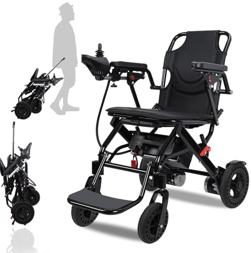 ohfruit Elektrischer Rollstuhl für Erwachsene, 21,8 kg, ultraleicht, motorisierte Rollstühle mit 500 W Motoren, 12 Meilen, zusammenklappbare Rollstühle für Senioren, verdicktes Fußpedal (bis zu 120 kg