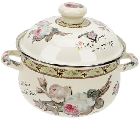 Garneck Topf Mit Flachem Boden Emaille Kochtopf Binauraler Suppentopf Für Zuhause Multifunktionstopf Für Nudeln Suppe Und Zubereiten Kompatibel Mit Gasherden Und Elektroherden