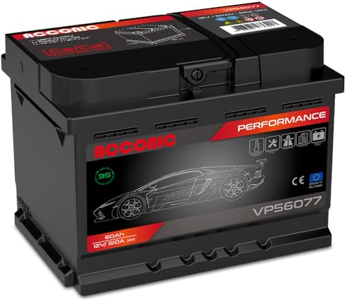 Acconic VP56077 Performance 60Ah Autobatterie ersetzt 60Ah 61Ah (242x175x175mm)