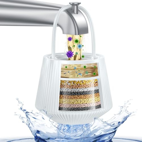 1-Second Install Bath Filter for Tub, Tub Bath Filter for Tub Faucet, 8-Stage Hanging Bathtub Water Filter with Vitamin C & KDF, Reduces Chlorine Odor, Hard Water Support, Babies & Sensitive Skin