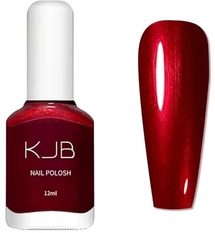 Red Nail Varnish - Dark Red Pearl Nail Polish - Shimmer Burgundy nail polish - 60 Seconds Nail Varnish Quick Dry, Breathable, Long Lasting, No Bake Non Chip for Women Girls Christmas DIY Manicure