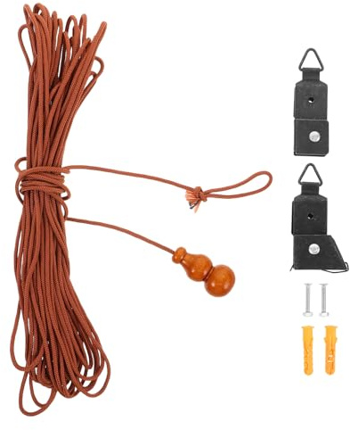 HANABASS Kit Completo per Tende con Meccanismo di Sollevamento Carrucola in Spesso Accessori per Tende Rullo in bambù Luce Precisa e Corda Resistente Senza Ganci