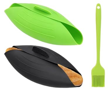 Abiyou 2PCS Stampo per Pane in Silicone 3 in 1, Silicone Antiaderente Ciotola per Pane con Pennello in silicone, Resistenti al Calore Fino a 250°C, Stampo per Pane, Cuocere e Mescolare