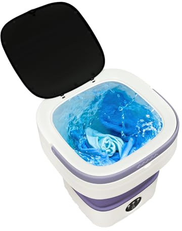 Mini Waschmaschine & Washing Machine Small, 12L Klein Wasch Maschine 3 Waschmodi mit Ablaufkorb, Faltbar Reisewaschmaschine Camping für Unterwäsche, Babykleidung, Socken (Lila)