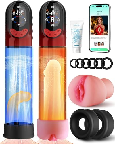 Bomba de Pene Juguetes Sexuales Hombre Alargador de Pene Masculino, APP Bomba de Vacio Erector Pene Eléctrica Manual y Automática con 8 Succión, Masturbádores Masculino Más Vendido Vagina Masturbador