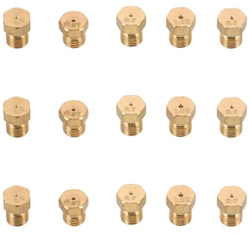 ARTSEWPLY Kit 15 Pezzi Ugelli in Ottone per Fornelli a Gas Naturale Ricambi per Bruciatore Cucina Accessori Sostituzione Ugello Forno Resistenti Alte Temperature Uso Domestico