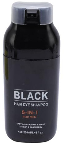 Yinhing Svart Hårfärgningsschampo, Semipermanent Konditionering för Täckning Av Grått Hår, med Snabbverkande Skägg och Hårfärgning, 250 Ml