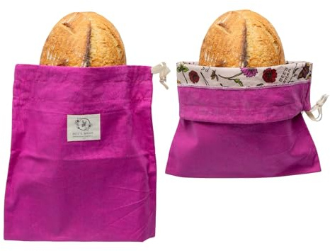 Bee’s Wrap Beeswax Bread Bag - 2 Meadow Magic Reusable Beeswax-Lined Bread Storage Bags - Breathable & Sustainable Homemade Bread Saver - Plastic Free Eco-Friendly Alternative